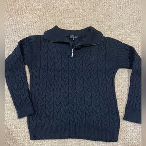Men's black quarter-zip sweater 100% alpaca wool size S
